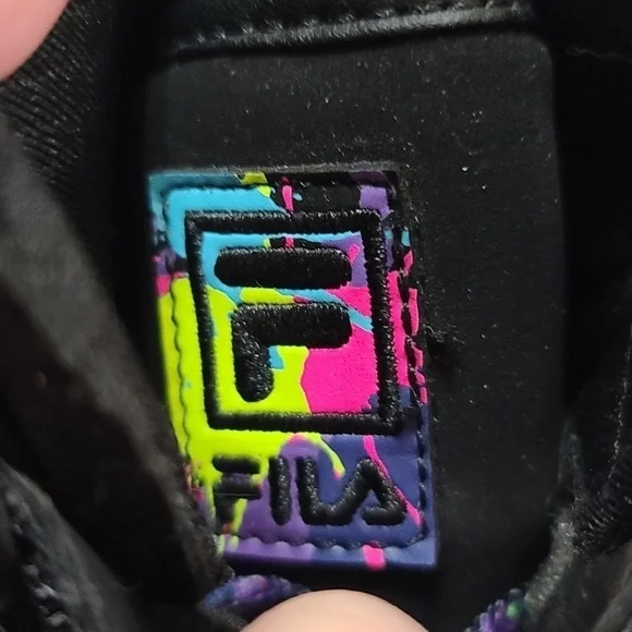 Fila Vulc 13 Paintball YOUTH Sneakers Shoes Black W/Florescent Splashes Sz 5 EUC - Picture 2 of 10